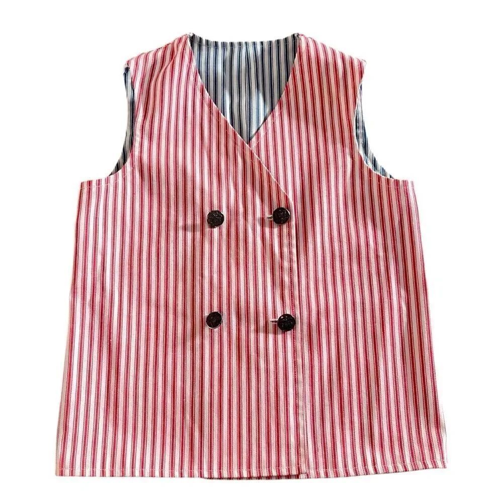 Vintage Blue/Red Stripe Reversible Vest